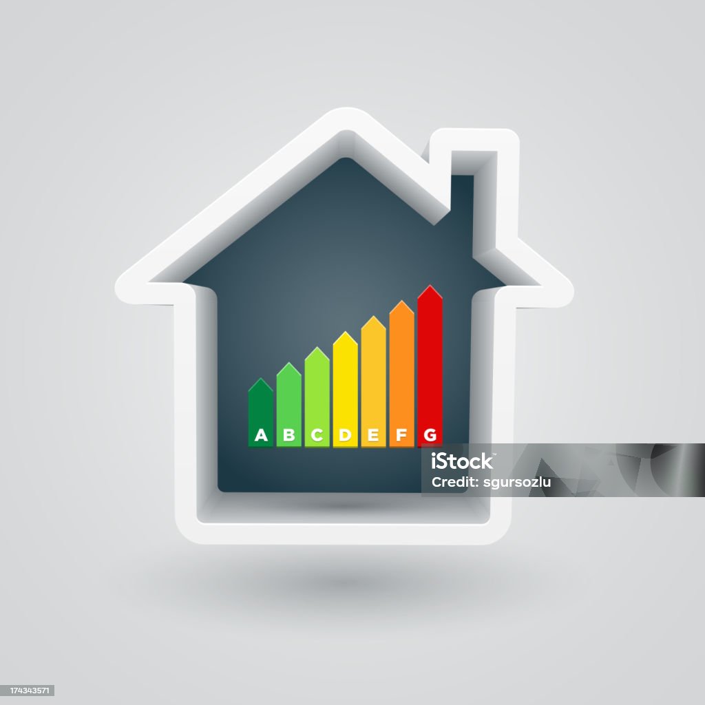 Calificación energética de la casa - arte vectorial de Con eficaz consumo de energía libre de derechos