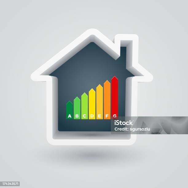 Ilustración de Calificación Energética De La Casa y más Vectores Libres de Derechos de Con eficaz consumo de energía - Con eficaz consumo de energía, Calificación, Casa