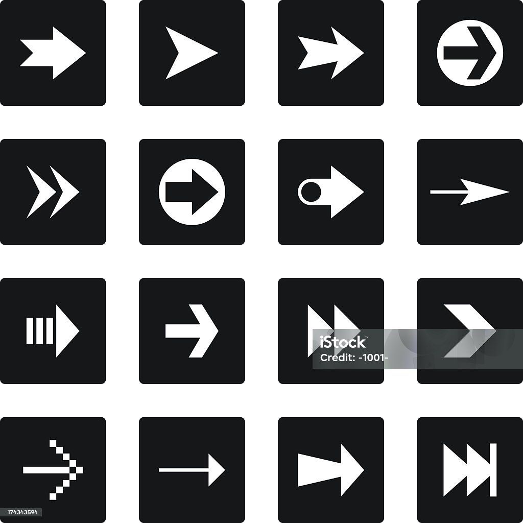 Freccia nera pulsante Quadrato piatto icona di uno stile semplice e trasparente - arte vettoriale royalty-free di Andare giù