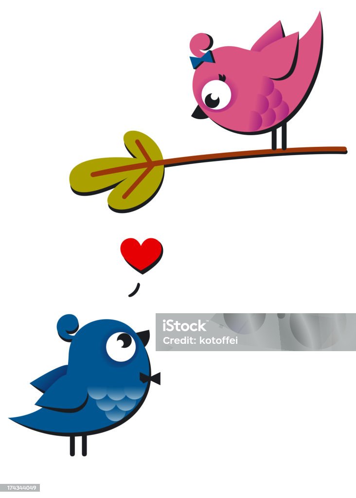 Oiseaux bleus et roses amoureux - clipart vectoriel de Amour libre de droits