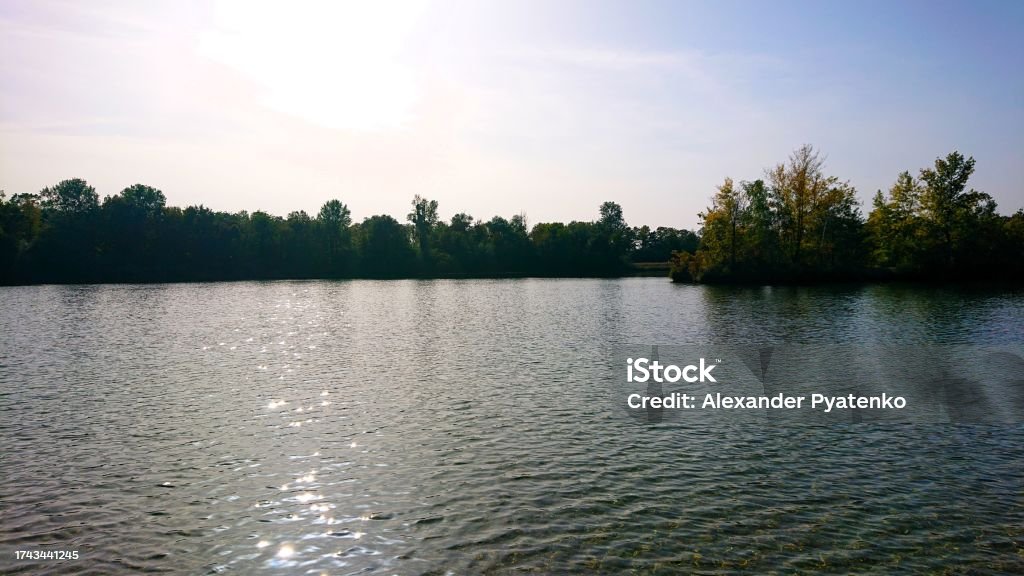 One of the lakes near the Rhein River. Karlsruhe, Germany. Art Stock Photo