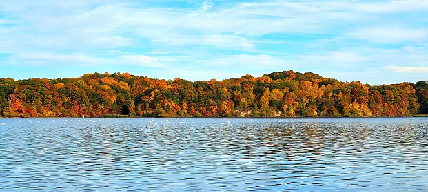 Waterside autumn leaf colors on full display