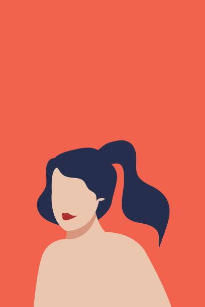 ilustrações de stock, clip art, desenhos animados e ícones de beautiful woman with long hair and red lips. vector illustration. - making human hair human face cosmetics