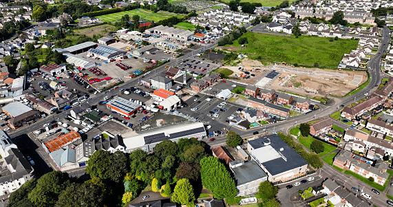 Aerial photo of Businesses in Ballymoney Town County Antrim Northern Ireland 10-10-23