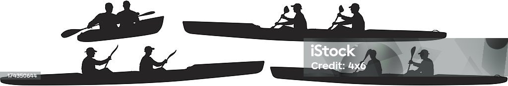 Silhouette de personnes du kayak - clipart vectoriel de Faire du canoë libre de droits