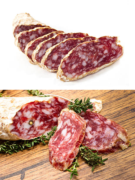 salame collage - foto stock