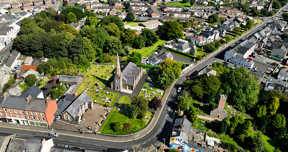 Aerial photo of St Patrick's Church of Ireland Ballymoney Town Co Antrim Northern Ireland