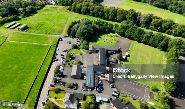 Aerial Photo Of Ballymoney Model Integrated Primary School Antrim Northern Ireland Stock Photo - Download Image Now