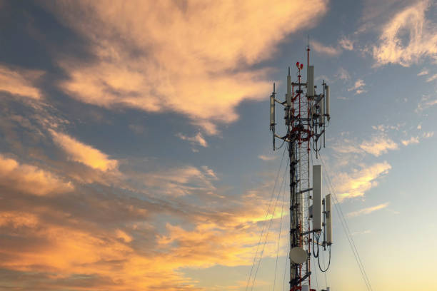 istock The tower communicates with the night sky with space for messages. 1743541011