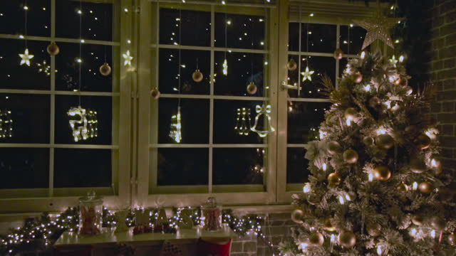 Decorated Christmas Tree Near Fireplace