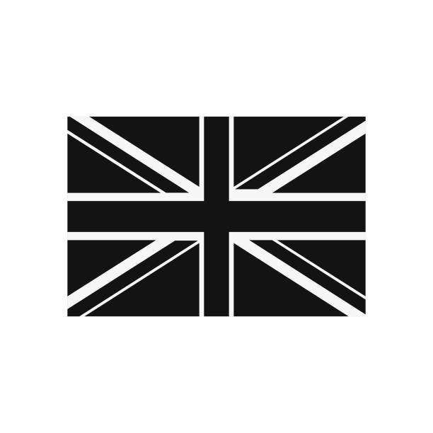 черно-белый значок флага соединенного королевства векторный дизайн. - vector british flag english flag white stock illustrations