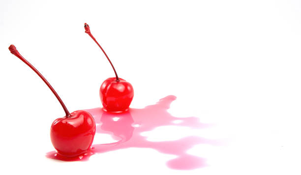 sweet red chery and juice isolate maraschino cherry stock pictures, royalty-free photos & images