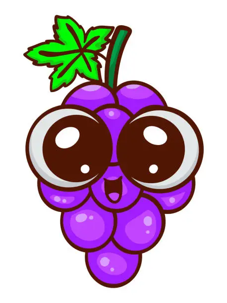 Vector illustration of Cute little grapes cartoon