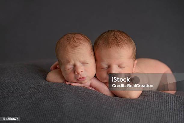 Recémnascido Dormir Dois Irmãos - Fotografias de stock e mais imagens de 0-1 Mês - 0-1 Mês, 0-11 Meses, Aconchegante