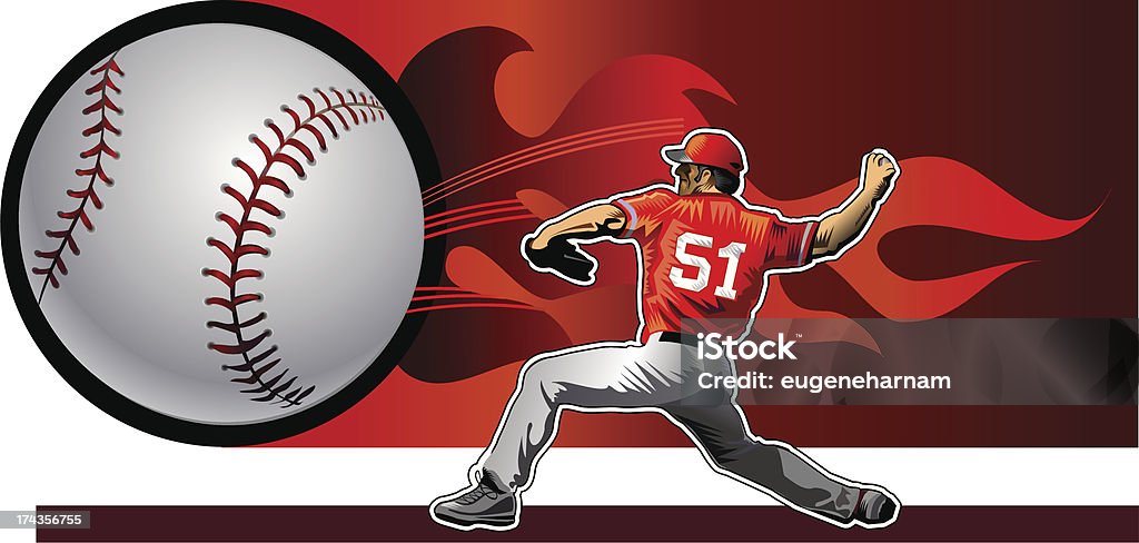 Boule de feu - clipart vectoriel de Balle de baseball libre de droits