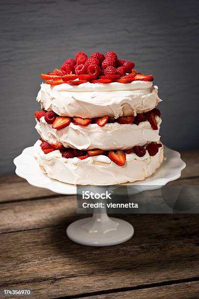 Layered Strawberry And Raspberry Pavlova Stock Photo - Download Image Now - Pavlova - Dessert, Cake, Fruit