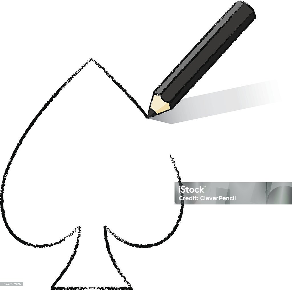 ブラックペンシル図面スペードのエーストランプアイコン - いたずら書きのロイヤリティフリーベクトルアート