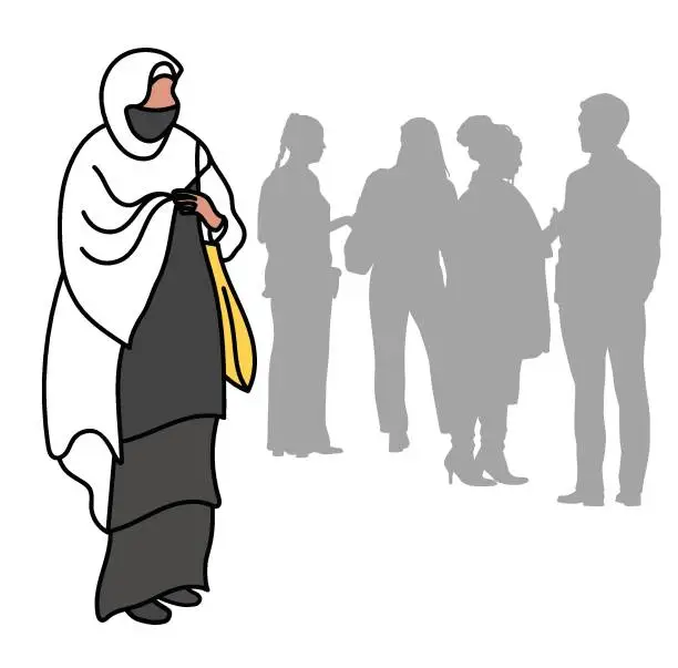 Vector illustration of Cultural Isolation Woman With Hijab