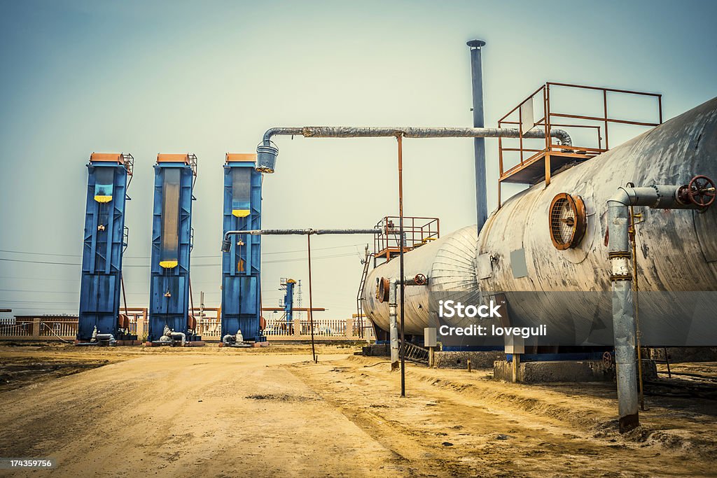 oil pumps and fuel tanks Concepts Stock Photo