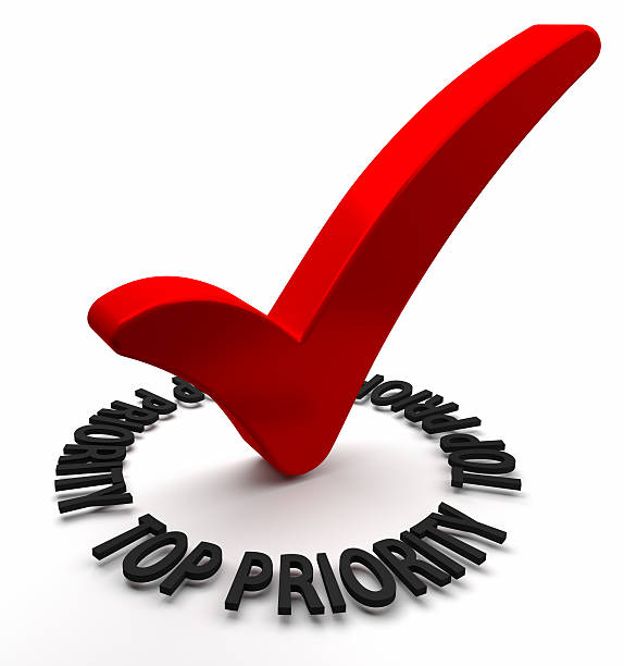 Large red 3d tick above TOP PRIORITY circular graphic