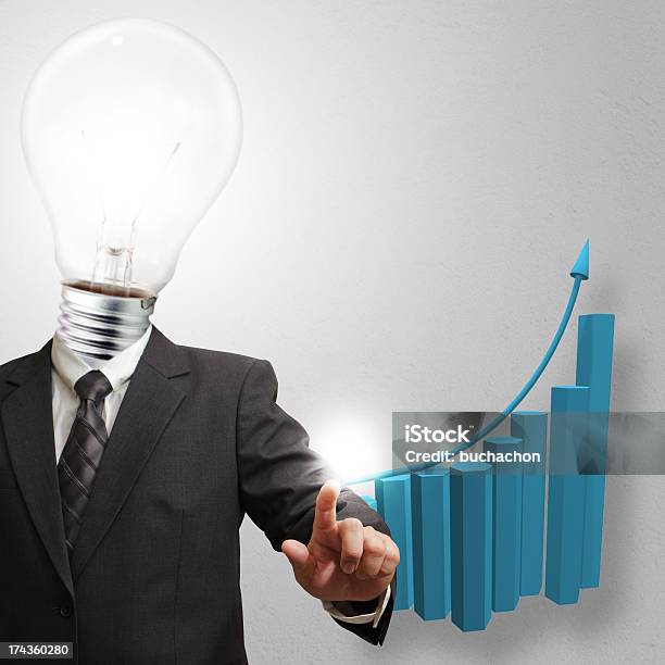 Business Man Light Bulb Head Stock Photo - Download Image Now - Achievement, Analyzing, Business