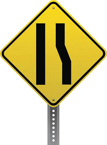 Vector illustration of Lane ends sign