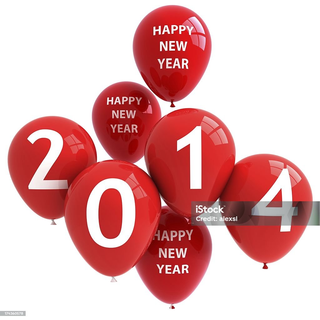 Nuovo anno 2014 palloncini - Foto stock royalty-free di 2013