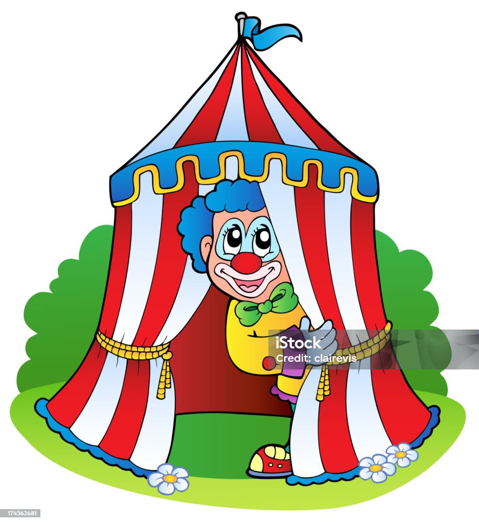 clown de dessin animé de Chapiteau de cirque - clipart vectoriel de Cirque libre de droits