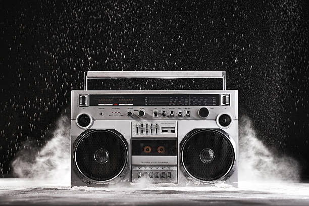 1980s Silver radio boom box