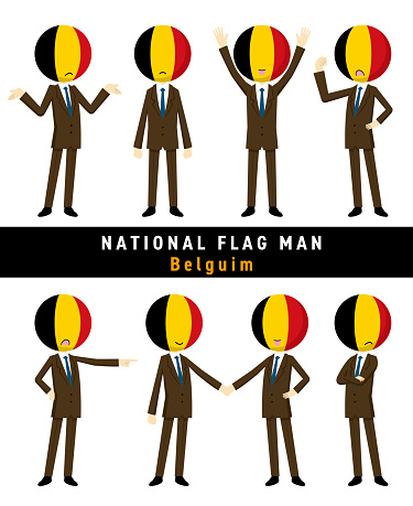 Illustration set of human characters personifying the national flag written on a white background
