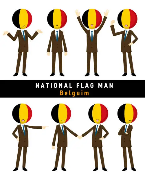 Vector illustration of Illustration of a character personifying the Belgian flag