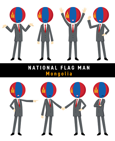 Illustration set of human characters personifying the national flag written on a white background