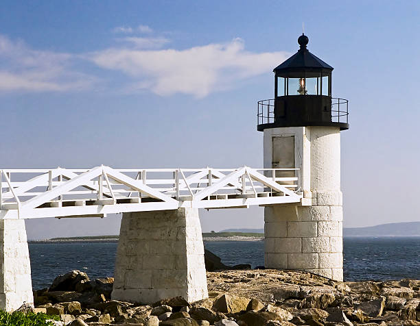 marschall point lighthouse - lighthouse maine beacon marshall point lighthouse stock-fotos und bilder