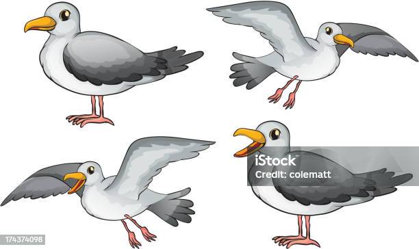 Quatre Des Oiseaux Vecteurs libres de droits et plus d'images vectorielles de Aile d'animal - Aile d'animal, Animaux de compagnie, Avoir faim