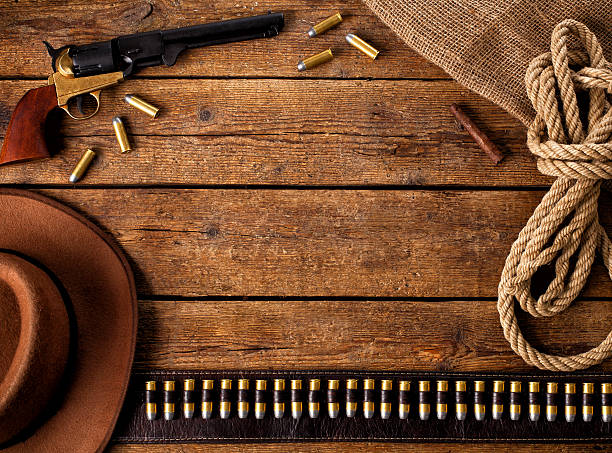 istock A wooden floor with western accessories on it 174374661