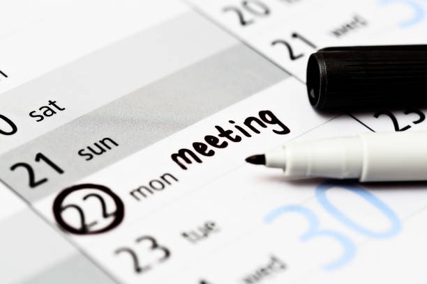 istock Meeting marked for Monday on calendar: busy start to week 174374747