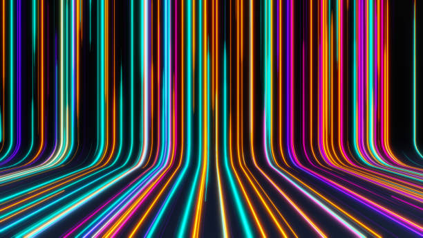 istock 3D futuristic neon abstract background, Laser rays colorful lights wallpaper screen 1743751244
