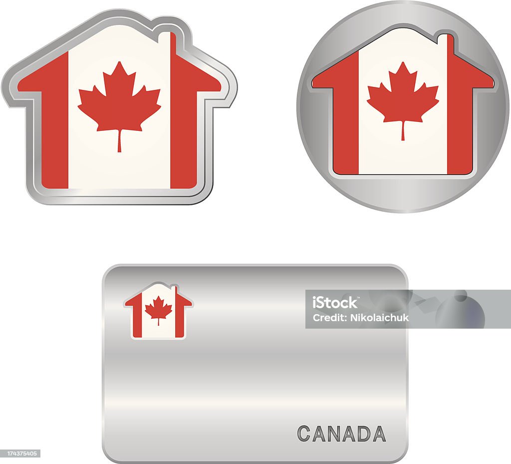 Значок дома на Флаг Канады - Векторная графика Без людей роялти-фри