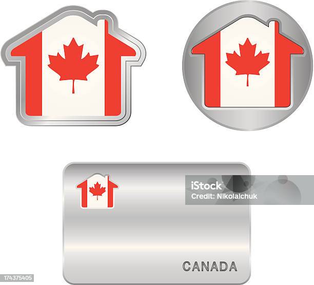 Значок Дома На Флаг Канады — стоковая векторная графика и другие изображения на тему Без людей - Без людей, Бизнес, Блестящий