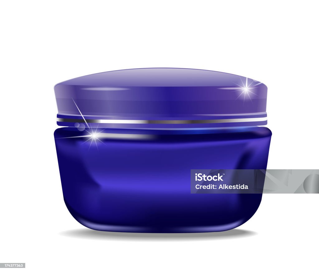 vector azul com pote de creme cosmético - Vetor de Azul royalty-free