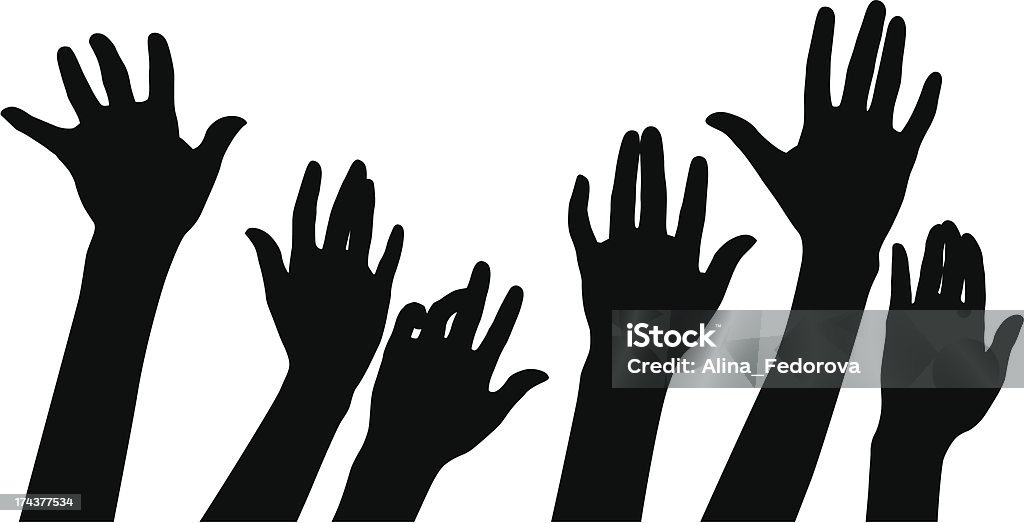 Human Hand Raised hands to create a concept of unity Activity stock vector