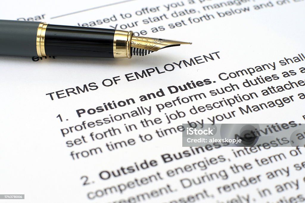 Close up of employment contract and pen Employment contract Contract Stock Photo