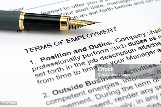 Close Up Of Employment Contract And Pen Stock Photo - Download Image Now - Contract, Legal System, Aspirations