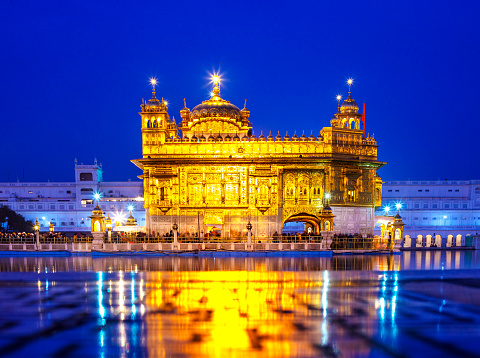 The Golden Temple at night.