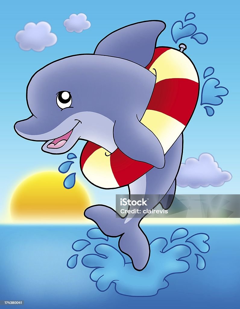 Jumping dolphin mit Schwimmring - Lizenzfrei Abstrakt Stock-Foto