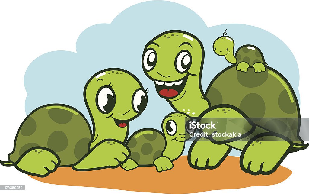 Linda familia tortuga - arte vectorial de Alegre libre de derechos