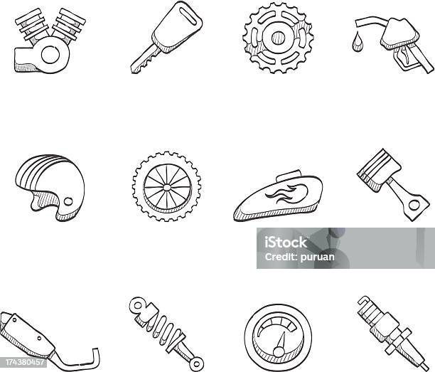 Schizzo Iconemotociclismo - Immagini vettoriali stock e altre immagini di Motocicletta - Motocicletta, Scarabocchio - Disegno, Motore