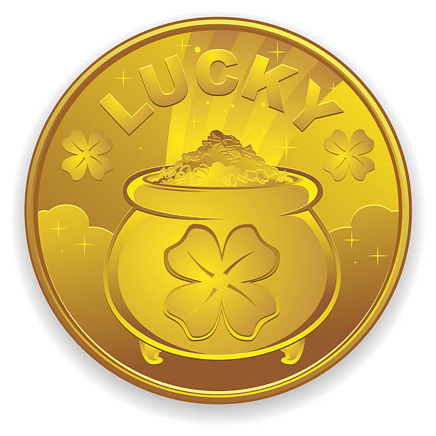 Lucky Gold Coin vector art illustration