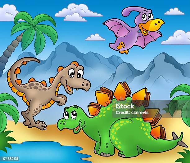 Landscape With Dinosaurs 2 Stock Photo - Download Image Now - Ancient, Animal, Animal Themes