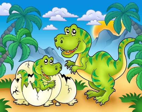 Tyrannosaurus rex in landscape - color illustration.